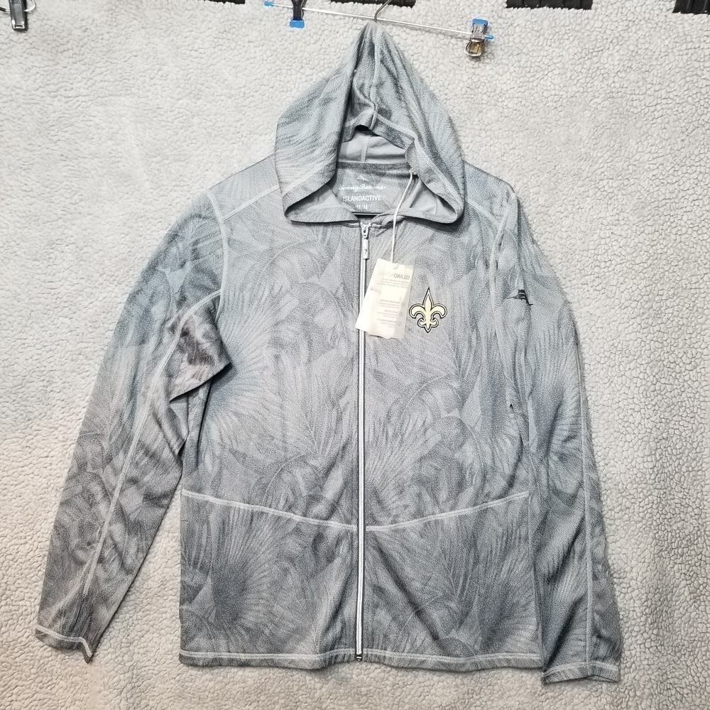 Tommy Bahama‎ New Orleans Saints IslandZone Performance Hoodie Pullover Gray Med - Picture 8 of 8